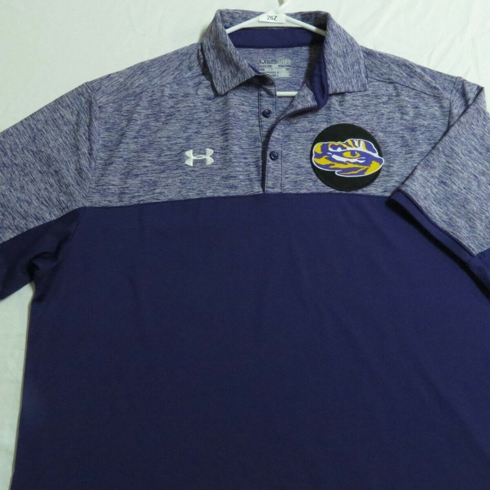 XL LSU Purple Heather Mens Golf Polo